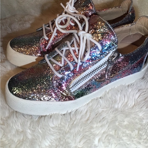 Giuseppe zanotti sparkle lace up sneakers size 9 - Picture 3 of 8